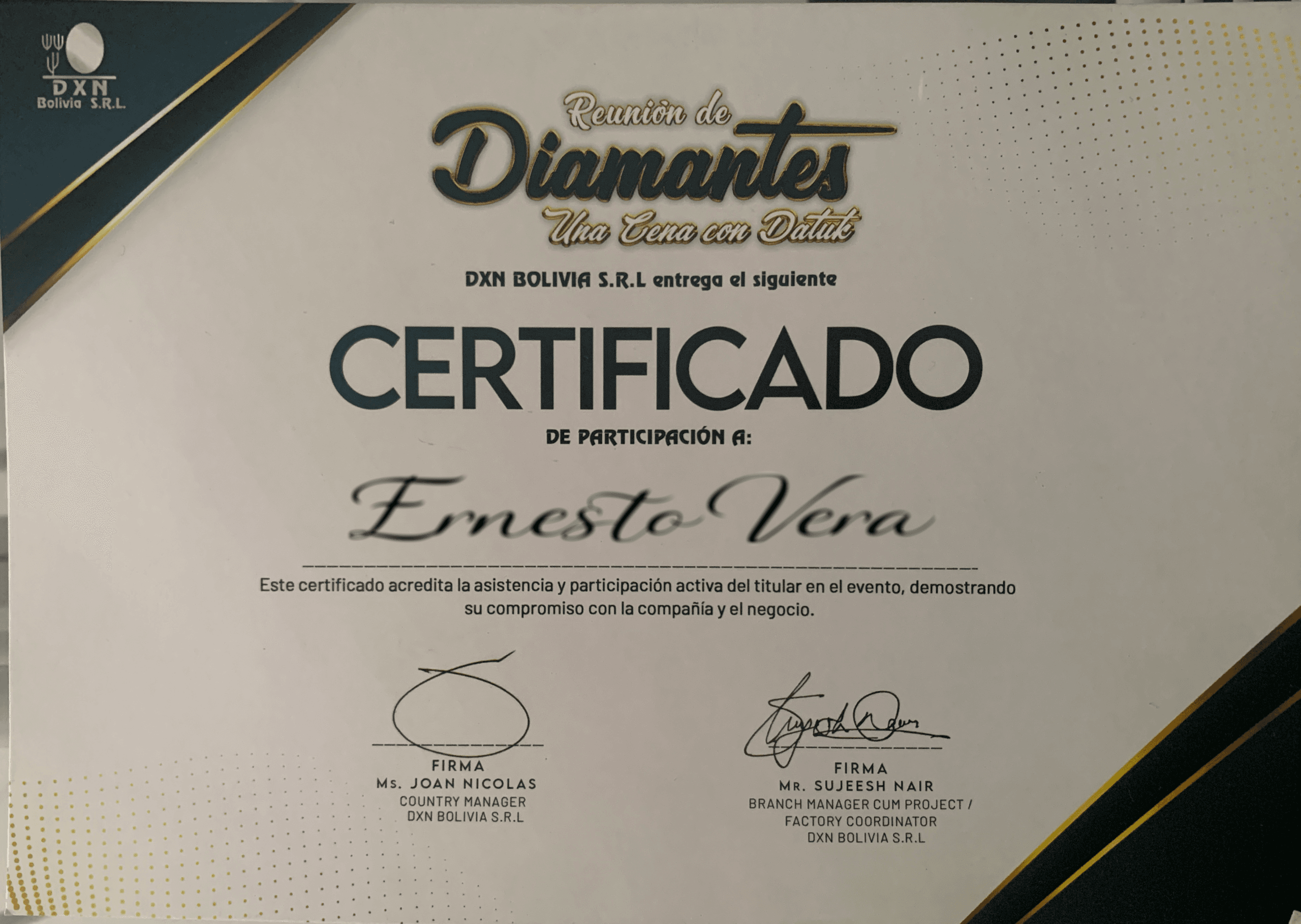 Certificado Diamante